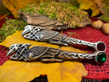 Load image into Gallery viewer, Celtic Raven Kilt Pin, Scottish Jewelry, Irish Kilt Pin, Tartan Pin, Cape Pin, Bagpiper Gift, Scotland Pin, Celtic Shawl Pin, Viking Jewelry