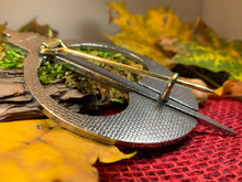 Load image into Gallery viewer, Lion Penannular Brooch, Large Celtic Pin, Scottish Lion Pin, Norse Jewelry, Wiccan Jewelry, Anniversary Gift, Kilt Pin, Pewter Tartan Pin