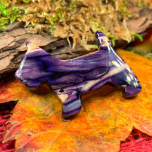 Load image into Gallery viewer, Dog Scottish Brooch, Dog Lover Gift, Scotland Jewelry, Dog Pin, Scarf Pin, Heathergem Pin, Dog Jewelry, Scottish Terrier Gift, Scotland Pin