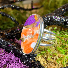 Load image into Gallery viewer, Celtic Mystic Ring, Turquoise Jewelry, Celtic Ring, Purple Jewelry, Celtic Jewelry, Anniversary Gift, Wiccan Jewelry, Spiny Oyster Turquoise