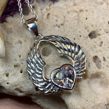 Load image into Gallery viewer, Angel Wings Necklace, Celtic Jewelry, Heart Jewelry, Spiritual Jewelry, Anniversary Gift, Wings Jewelry, Bridal Jewelry, Friendship Gift