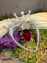 Load image into Gallery viewer, Ruby Luckenbooth Brooch, Scotland Brooch, Outlander Jewelry, Mom Gift, Wife Gift, Girlfriend Gift, Anniversary Gift, Heart Bride Pin