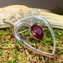 Load image into Gallery viewer, Ruby Luckenbooth Brooch, Scotland Brooch, Outlander Jewelry, Mom Gift, Wife Gift, Girlfriend Gift, Anniversary Gift, Heart Bride Pin