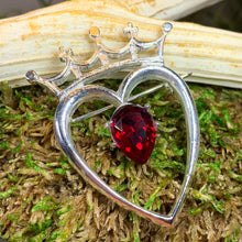 Load image into Gallery viewer, Ruby Luckenbooth Brooch, Scotland Brooch, Outlander Jewelry, Mom Gift, Wife Gift, Girlfriend Gift, Anniversary Gift, Heart Bride Pin