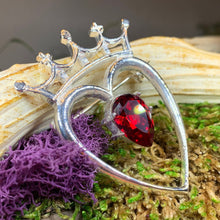 Load image into Gallery viewer, Ruby Luckenbooth Brooch, Scotland Brooch, Outlander Jewelry, Mom Gift, Wife Gift, Girlfriend Gift, Anniversary Gift, Heart Bride Pin