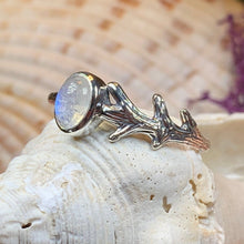 Load image into Gallery viewer, Crescent Moon Ring, Moonstone Ring, Celestial Ring, Irish Jewelry, Celtic Ring, Anniversary Gift, Wiccan Jewelry, Boho Ring, Mom Gift