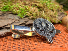 Load image into Gallery viewer, Thistle Tie Bar, Celtic Jewelry, Scottish Gift for Him, Dad Gift, Graduation Gift, Scotland Gift, Men's Jewelry, Celtic Tie Clip, Groom Gift