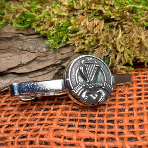 Claddagh Tie Bar, Celtic Jewelry, Irish Gift for Him, Harp Tie Clip, Dad Gift, Graduation Gift, Ireland Gift, Men&#39;s Jewelry, Celtic Tie Clip
