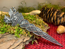 Load image into Gallery viewer, Welsh Dragon Kilt Pin, Celtic Jewelry, Wales Jewelry, Celtic Brooch, Tartan Pin, Sword Pin, Groom Gift, Best Man Gift, Bagpiper Gift