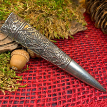 Load image into Gallery viewer, Welsh Dragon Kilt Pin, Celtic Jewelry, Wales Jewelry, Celtic Brooch, Tartan Pin, Sword Pin, Groom Gift, Best Man Gift, Bagpiper Gift