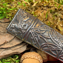 Load image into Gallery viewer, Welsh Dragon Kilt Pin, Celtic Jewelry, Wales Jewelry, Celtic Brooch, Tartan Pin, Sword Pin, Groom Gift, Best Man Gift, Bagpiper Gift