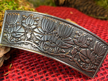 Load image into Gallery viewer, Waterlillies Hair Clip, Celtic Barrette, Water Lily Jewelry, Art Deco Jewelry, Friendship Gift, Wicca Jewelry, Hair Jewelry, Pewter Barrette