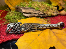 Load image into Gallery viewer, Celtic Raven Kilt Pin, Scottish Jewelry, Irish Kilt Pin, Tartan Pin, Cape Pin, Bagpiper Gift, Scotland Pin, Celtic Shawl Pin, Viking Jewelry