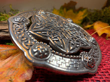 Load image into Gallery viewer, Celtic Knot Brooch, Large Celtic Pin, Viking Jewelry, Norse Jewelry, Wiccan Jewelry, Anniversary Gift, Kilt Pin, Pewter Tartan Pin