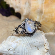 Load image into Gallery viewer, Moonstone Ring, Celtic Ring, Boho Statement Ring, Promise Ring, Anniversary Gift, Celtic Knot Ring, Irish Ring, Mom Gift, Wife Gift