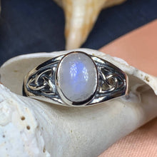 Load image into Gallery viewer, Moonstone Ring, Celtic Ring, Boho Statement Ring, Promise Ring, Anniversary Gift, Celtic Knot Ring, Irish Ring, Mom Gift, Wife Gift