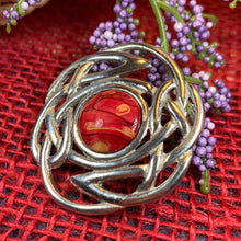Load image into Gallery viewer, Celtic Knot Brooch, Celtic Jewelry, Scottish Pin, Scotland Gift, Norse Jewelry, Heathergem Brooch, Anniversary Gift, Outlander Jewelry