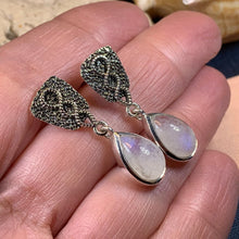 Load image into Gallery viewer, Celtic Earrings, Celtic Jewelry, Moonstone Drop Earrings, Norse Jewelry, Irish Jewelry, Scotland Jewelry, Mom Gift, Anniversary Gift