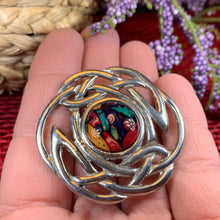 Load image into Gallery viewer, Celtic Knot Brooch, Celtic Jewelry, Scottish Pin, Scotland Gift, Norse Jewelry, Heathergem Brooch, Anniversary Gift, Outlander Jewelry