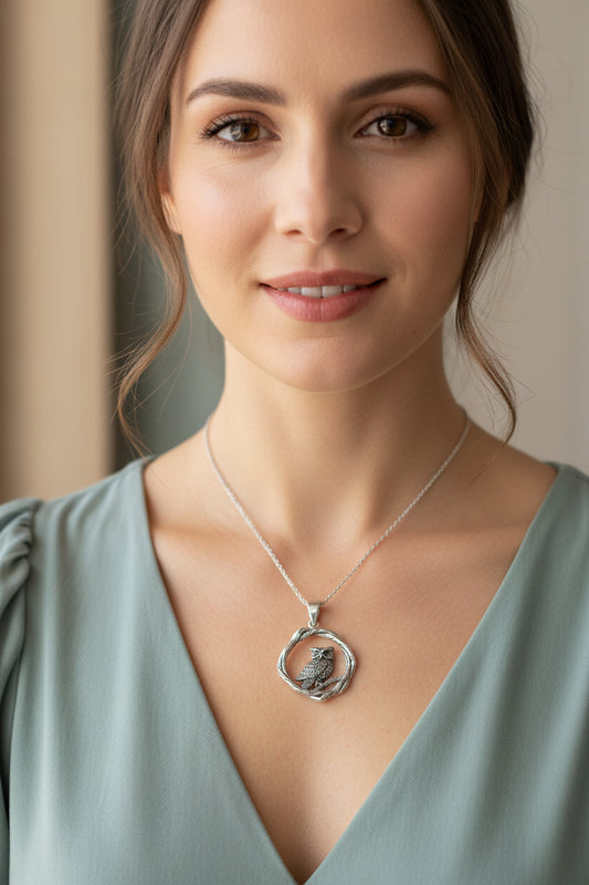 Owl Necklace, Celtic Jewelry, Nature Jewelry, Bird Necklace, Bird Lover Gift, Owl Gift, Woodland Jewelry, Mom Gift, Wife Gift