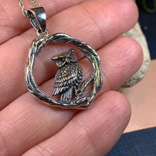 Load image into Gallery viewer, Owl Necklace, Celtic Jewelry, Nature Jewelry, Bird Necklace, Bird Lover Gift, Owl Gift, Woodland Jewelry, Mom Gift, Wife Gift