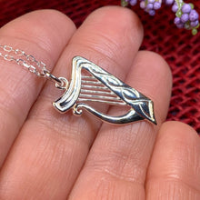 Load image into Gallery viewer, Harp Necklace, Celtic Jewelry, Irish Jewelry, Irish Dance Gift, Ireland Gift, Mom Gift, Musician Gift, Ireland Gift, Sister Gift, Wife Gift