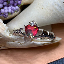 Load image into Gallery viewer, Claddagh Ring, Celtic Jewelry, Irish Jewelry, Bridal Jewelry, Ireland Gift, Promise Ring, Anniversary Gift, Tourmaline Ring, Wife Gift