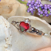 Load image into Gallery viewer, Claddagh Ring, Celtic Jewelry, Irish Jewelry, Bridal Jewelry, Ireland Gift, Promise Ring, Anniversary Gift, Tourmaline Ring, Wife Gift