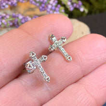 Load image into Gallery viewer, Cross Stud Earrings, Irish Jewelry, Post Earrings, Anniversary Gift, Spiritual Jewelry, Cross Jewelry, Religious Jewelry, Christian Jewelry