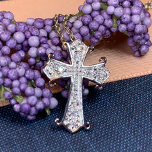 Load image into Gallery viewer, Celtic Cross Necklace, Diamond Cross Pendant, Irish Cross, First Communion Gift, Religious Jewelry, Bridal Cross Necklace, Wife Gift