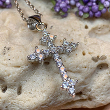 Load image into Gallery viewer, Celtic Cross Necklace, Diamond Cross Pendant, Irish Cross, First Communion Gift, Religious Jewelry, Bridal Cross Necklace, Wife Gift