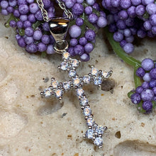 Load image into Gallery viewer, Celtic Cross Necklace, Diamond Cross Pendant, Irish Cross, First Communion Gift, Religious Jewelry, Bridal Cross Necklace, Wife Gift