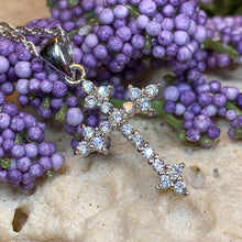 Load image into Gallery viewer, Celtic Cross Necklace, Diamond Cross Pendant, Irish Cross, First Communion Gift, Religious Jewelry, Bridal Cross Necklace, Wife Gift