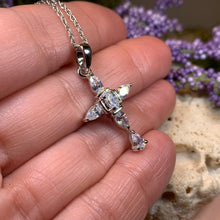 Load image into Gallery viewer, Celtic Cross Necklace, Diamond Cross Pendant, Irish Cross, First Communion Gift, Religious Jewelry, Bridal Cross Necklace, Wife Gift