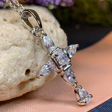 Load image into Gallery viewer, Celtic Cross Necklace, Diamond Cross Pendant, Irish Cross, First Communion Gift, Religious Jewelry, Bridal Cross Necklace, Wife Gift