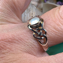 Load image into Gallery viewer, Celtic Knot Ring, Moonstone Ring, Promise Ring, Irish Jewelry, Celtic Ring, Anniversary Gift, Wiccan Jewelry, Boho Ring, Cocktail Ring