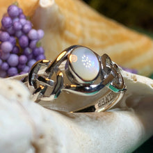 Load image into Gallery viewer, Celtic Knot Ring, Moonstone Ring, Promise Ring, Irish Jewelry, Celtic Ring, Anniversary Gift, Wiccan Jewelry, Boho Ring, Cocktail Ring