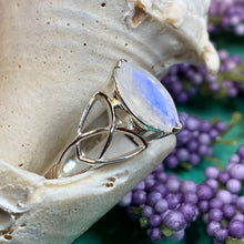 Load image into Gallery viewer, Celtic Knot Ring, Moonstone Promise Ring, Engagement Ring, Solitaire Ring, Cocktail Ring, Anniversary Gift, Silver Boho Ring, Scottish Ring