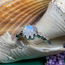 Load image into Gallery viewer, Moonstone Ring, Promise Ring, Engagement Ring, Celtic Jewelry, Anniversary Gift, Wiccan Jewelry, Boho Statement Ring, Cocktail Ring