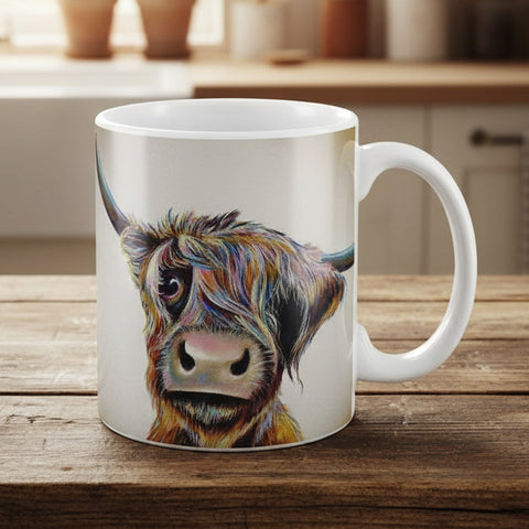 Load image into Gallery viewer, Highland Cow Mug, Scotland Gift, Scottish Mug, Ceramic Mug, Cow Lover Gift, Outlander Gift, Coffee Mug Gift, Mom Gift, Dad Gift, Wife Gift