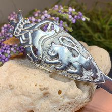 Load image into Gallery viewer, Lion Sword Kilt Pin, Celtic Jewelry, Scotland Jewelry, Groom Gift, Bagpiper Gift, Dad Gift, Gift for Him, Fireman Gift, Police Gift