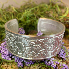 Load image into Gallery viewer, Celtic Knot Bracelet, Celtic Flower Jewelry, Irish Bangle Bracelet, Scotland Jewelry, Pewter Celtic Cuff, Wife Gift, Girlfriend Gift