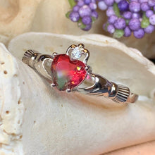 Load image into Gallery viewer, Claddagh Ring, Celtic Jewelry, Irish Jewelry, Bridal Jewelry, Ireland Gift, Promise Ring, Anniversary Gift, Tourmaline Ring, Wife Gift