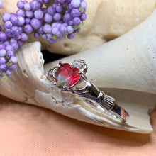 Load image into Gallery viewer, Claddagh Ring, Celtic Jewelry, Irish Jewelry, Bridal Jewelry, Ireland Gift, Promise Ring, Anniversary Gift, Tourmaline Ring, Wife Gift