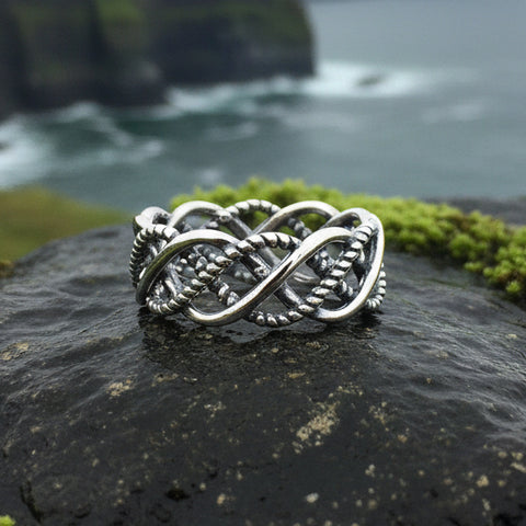 Load image into Gallery viewer, Celtic Knot Ring, Celtic Ring, Promise Ring, Silver Boho Ring, Irish Ring, Irish Dance Gift, Anniversary Gift, Bridal Ring, Wife Gift