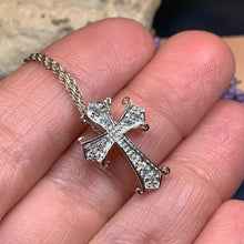 Load image into Gallery viewer, Celtic Cross Necklace, Diamond Cross Pendant, Irish Cross, First Communion Gift, Religious Jewelry, Bridal Cross Necklace, Wife Gift