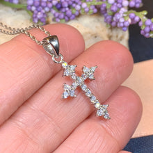 Load image into Gallery viewer, Celtic Cross Necklace, Diamond Cross Pendant, Irish Cross, First Communion Gift, Religious Jewelry, Bridal Cross Necklace, Wife Gift