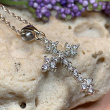 Load image into Gallery viewer, Celtic Cross Necklace, Diamond Cross Pendant, Irish Cross, First Communion Gift, Religious Jewelry, Bridal Cross Necklace, Wife Gift