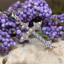 Load image into Gallery viewer, Celtic Cross Necklace, Diamond Cross Pendant, Irish Cross, First Communion Gift, Religious Jewelry, Bridal Cross Necklace, Wife Gift