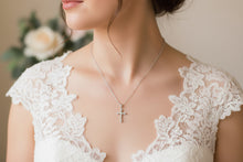 Load image into Gallery viewer, Celtic Cross Necklace, Diamond Cross Pendant, Irish Cross, First Communion Gift, Religious Jewelry, Bridal Cross Necklace, Wife Gift